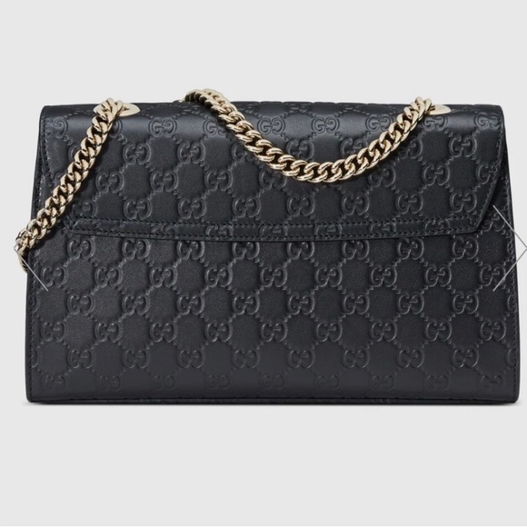 Gucci Emily Guccissima GG Logo Black Leather Shoulder Bag New - Picture 3 of 17